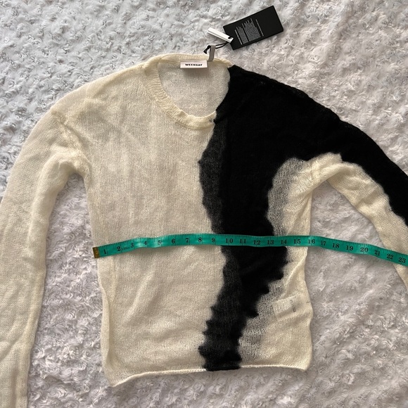 ASOS Color block Sheer Sweater Black and Offt white c - Picture 9 of 12